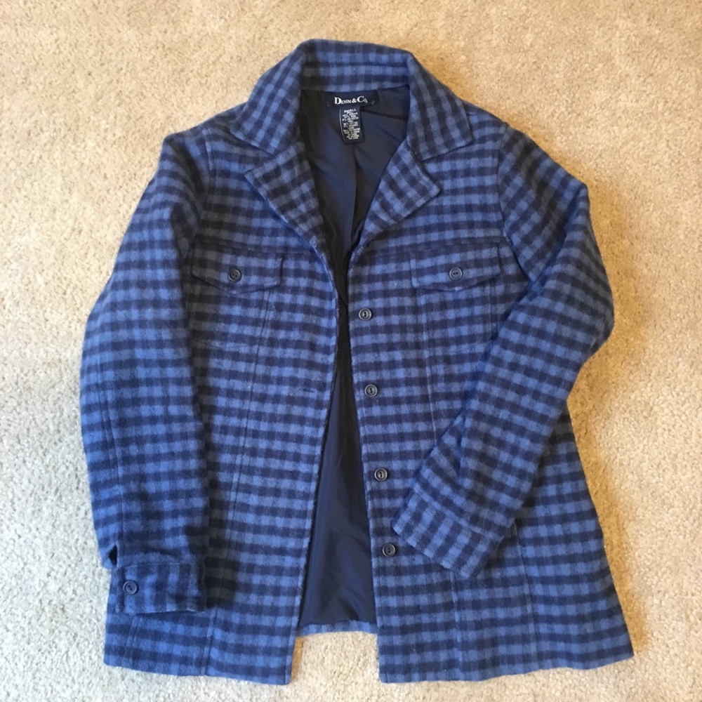 Denim & Company Periwinkle and Navy Flannel